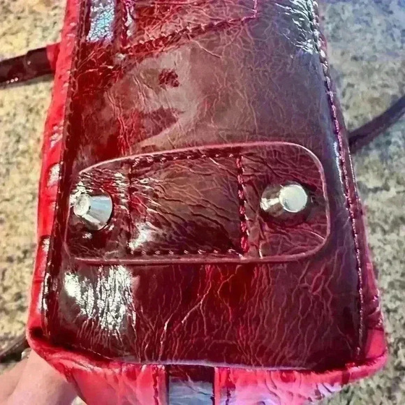 MC Faux Leather Alligator Crocodile Pattern Red Leather Shoulder Purse Handbag. - Picture 13 of 15